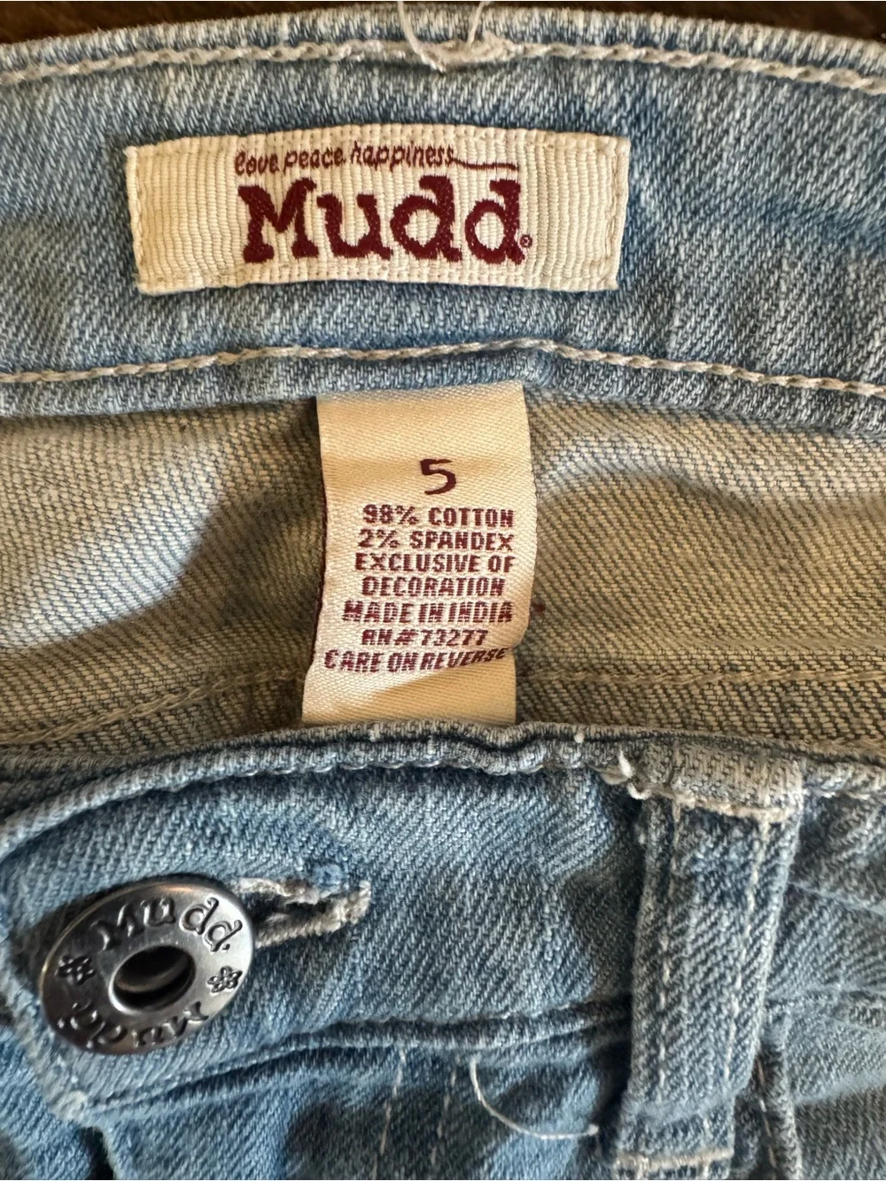Mudd Light Wash Frayed Denim Shorts